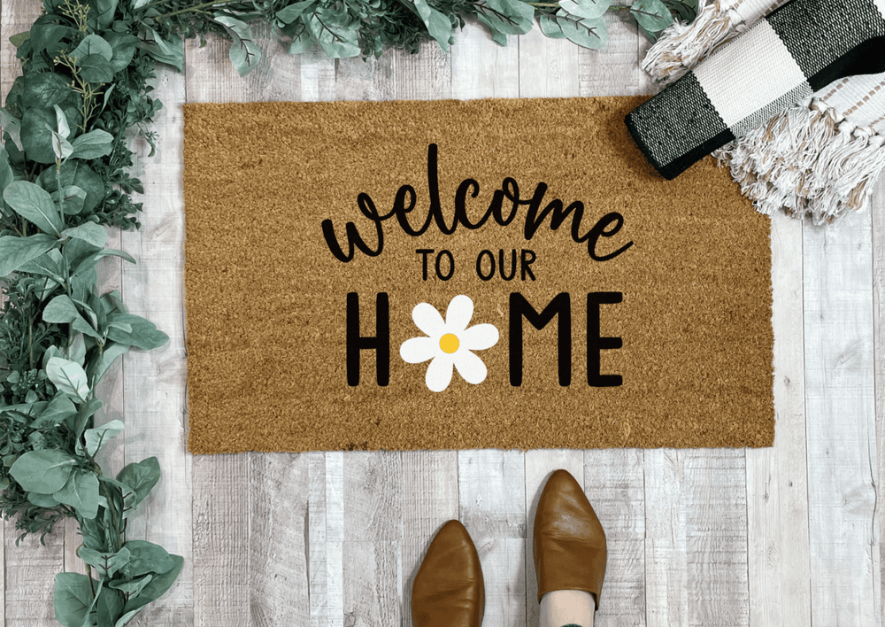 
                      
                        Nickel Designs Custom Doormats Welcome To Our Home Daisy Flower Doormat - lily & onyx
                      
                    