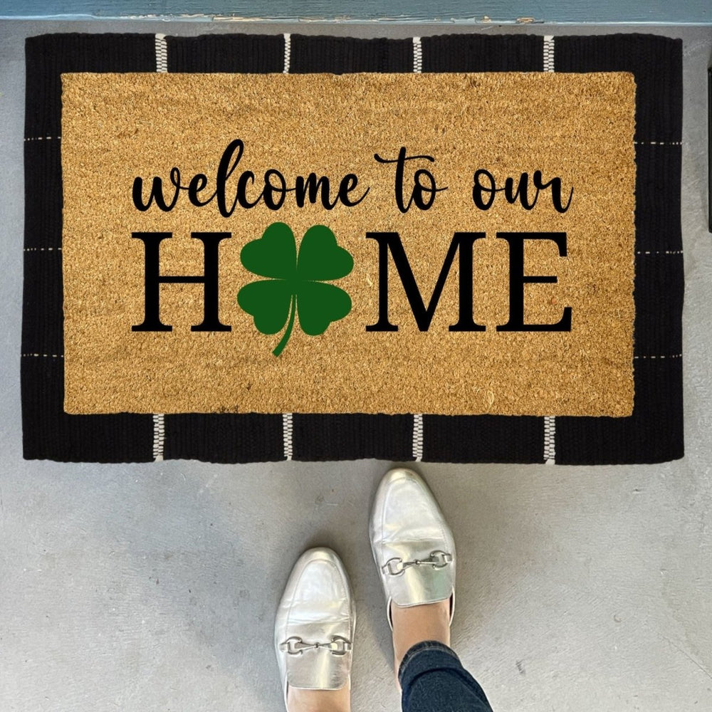 
                      
                        Nickel Designs Custom Doormats Welcome To Our Home Shamrock Doormat - lily & onyx
                      
                    