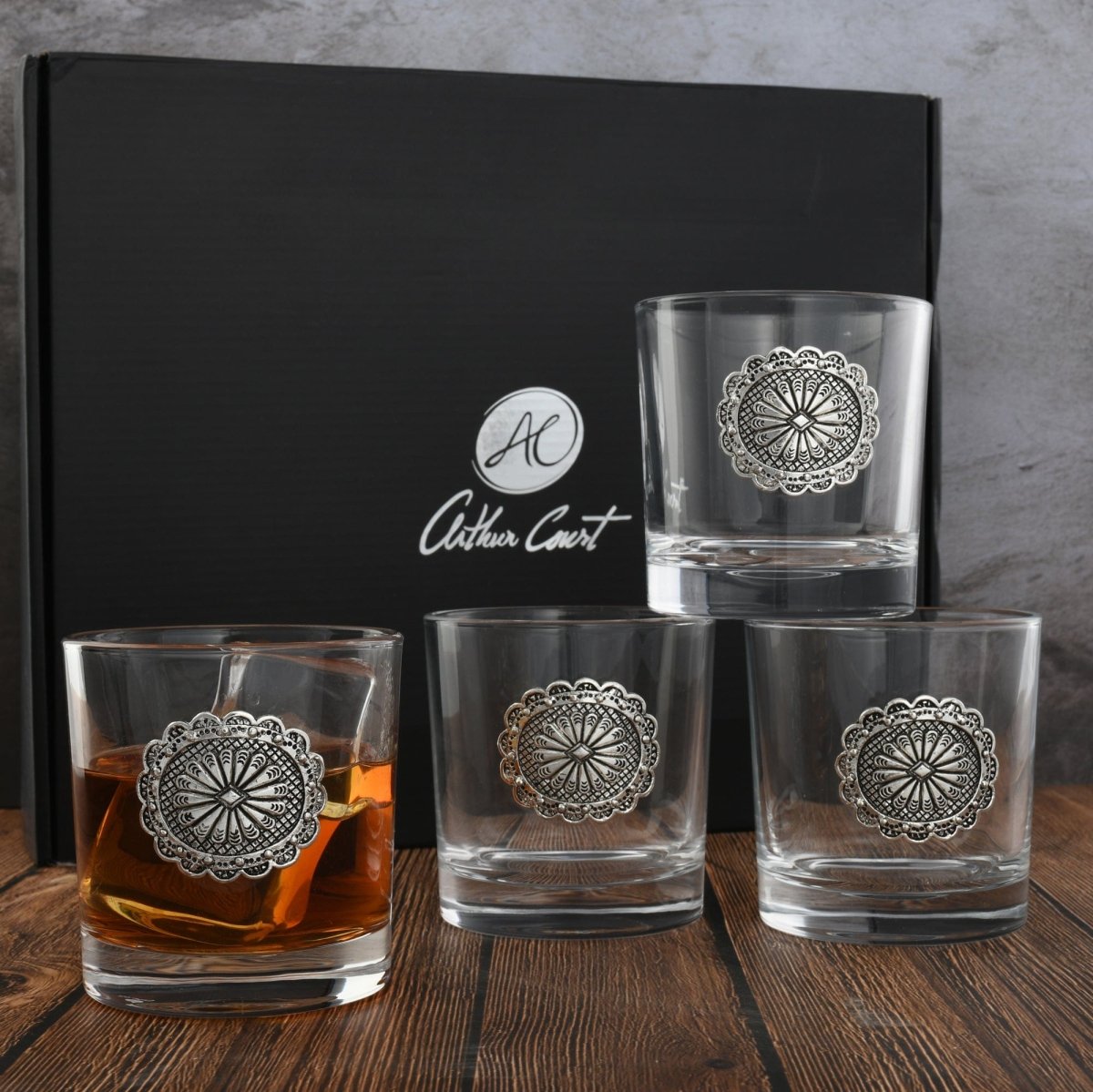 Arthur Court Designs Western Concho Bar Glasses, Set of 4 - lily & onyx