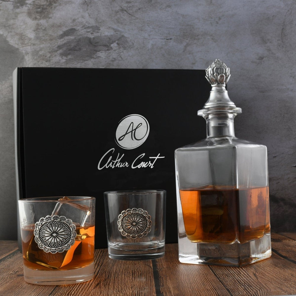 
                      
                        Arthur Court Designs Western Concho Decanter Set with Glasses - lily & onyx
                      
                    