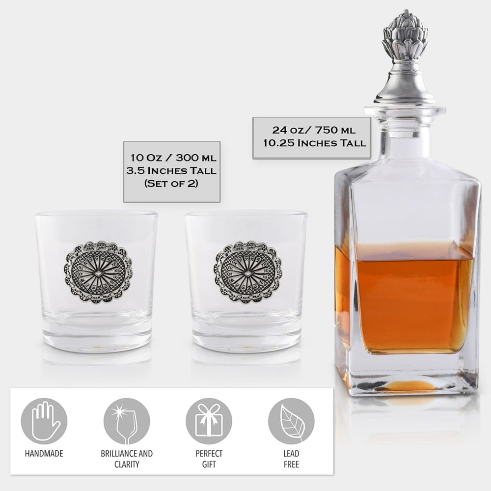 
                      
                        Arthur Court Designs Western Concho Decanter Set with Glasses - lily & onyx
                      
                    