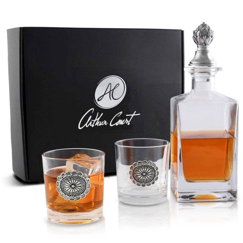
                      
                        Arthur Court Designs Western Concho Decanter Set with Glasses - lily & onyx
                      
                    