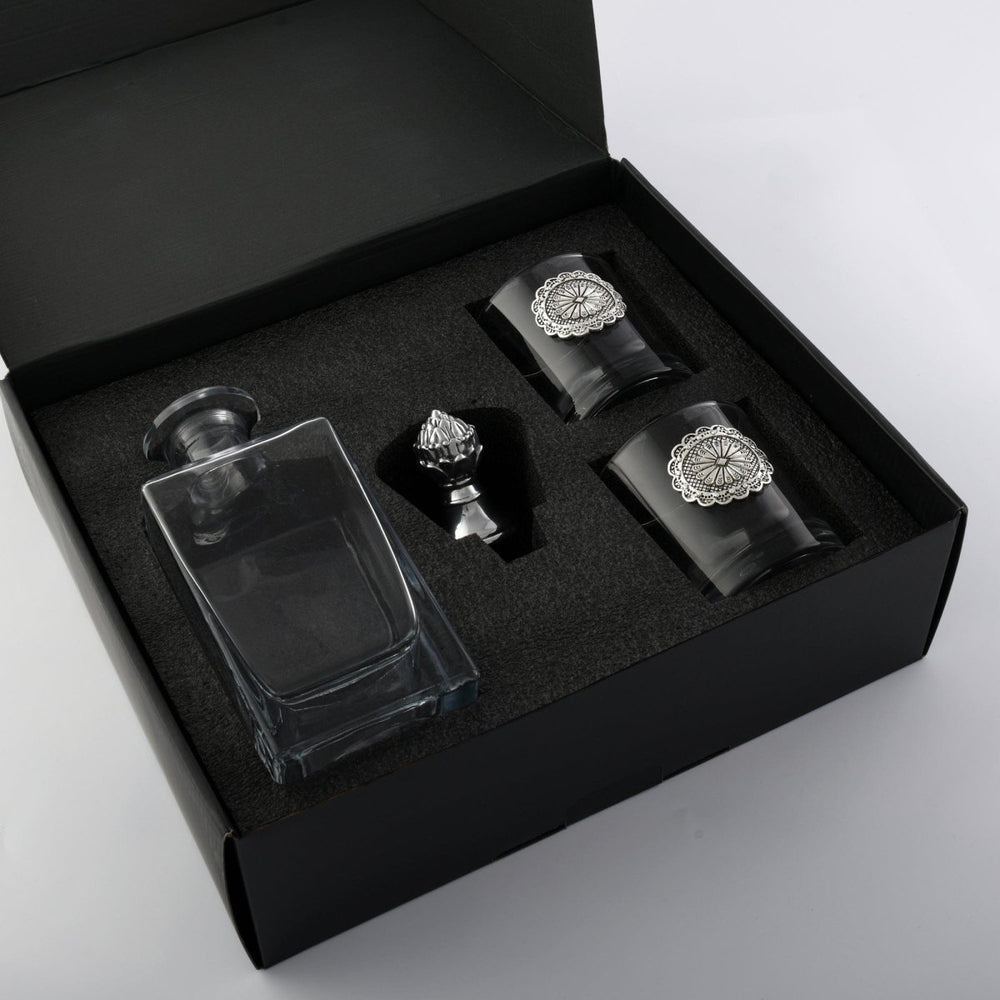 
                      
                        Arthur Court Designs Western Concho Decanter Set with Glasses - lily & onyx
                      
                    