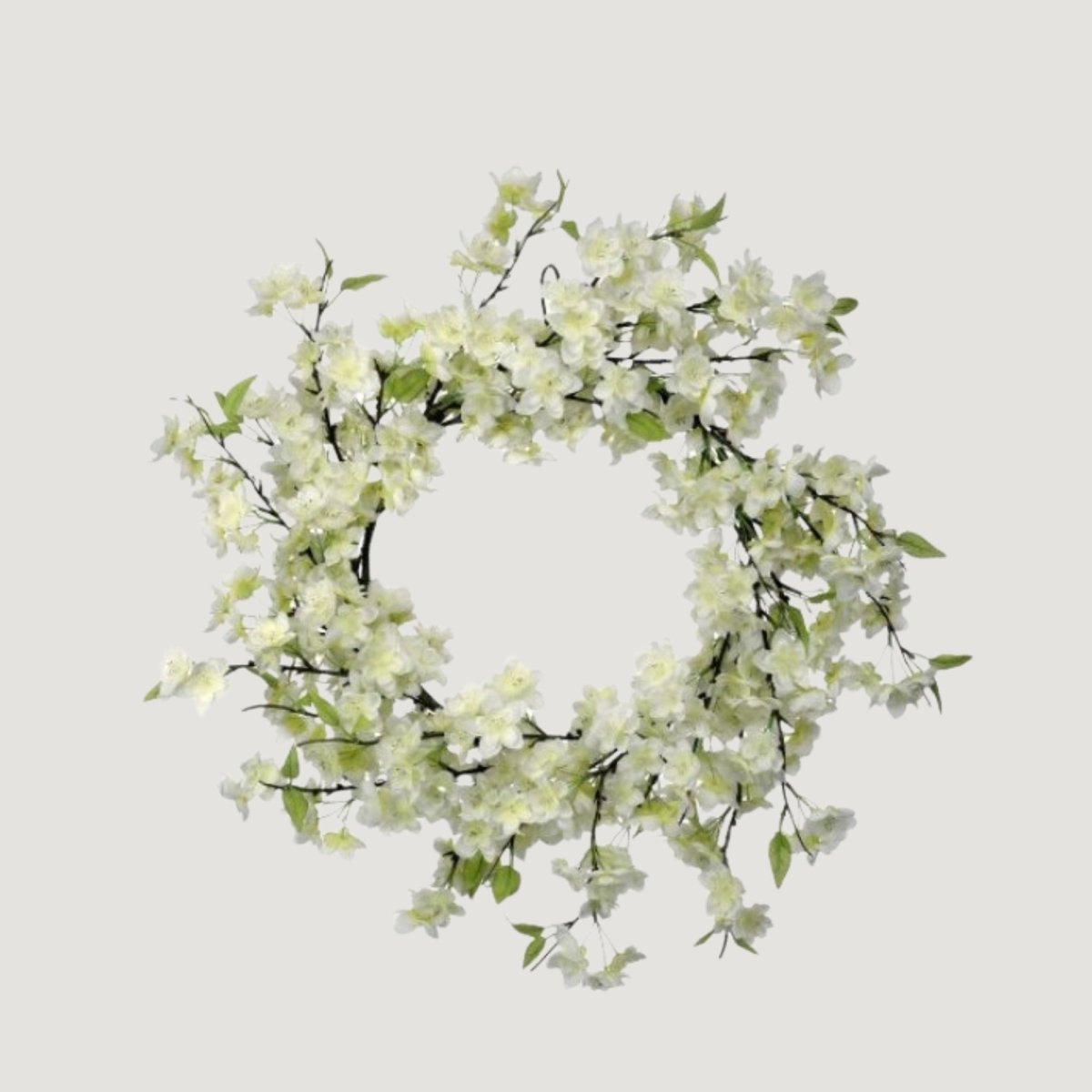 Afloral White Cherry Blossom Artificial Flower Wreath - 20" - lily & onyx