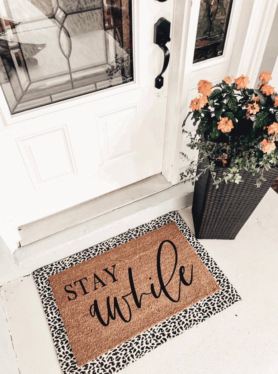 The Doormat Co. White Leopard Print Layering Rug Doormat - lily & onyx