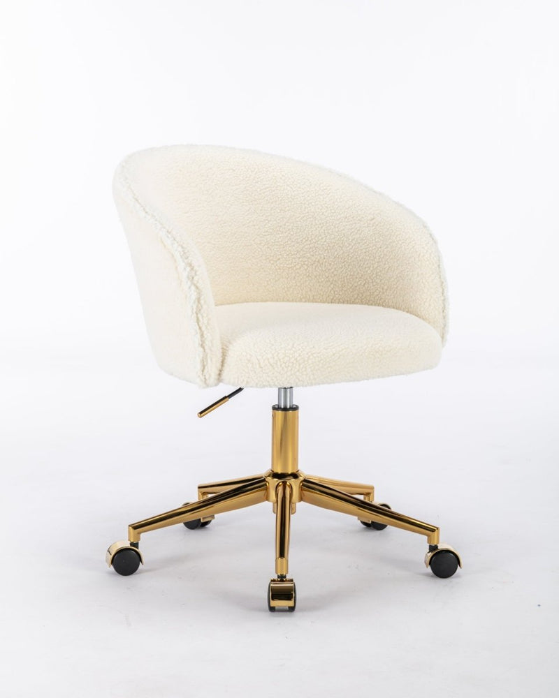 Walker Edison White Teddy Modern Desk Chair with Gold Rolling Base - lily & onyx