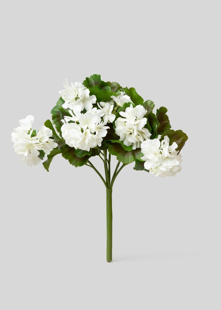 Afloral White UV Resistant Indoor/Outdoor Natural Touch Geranium Bush - 17" - lily & onyx