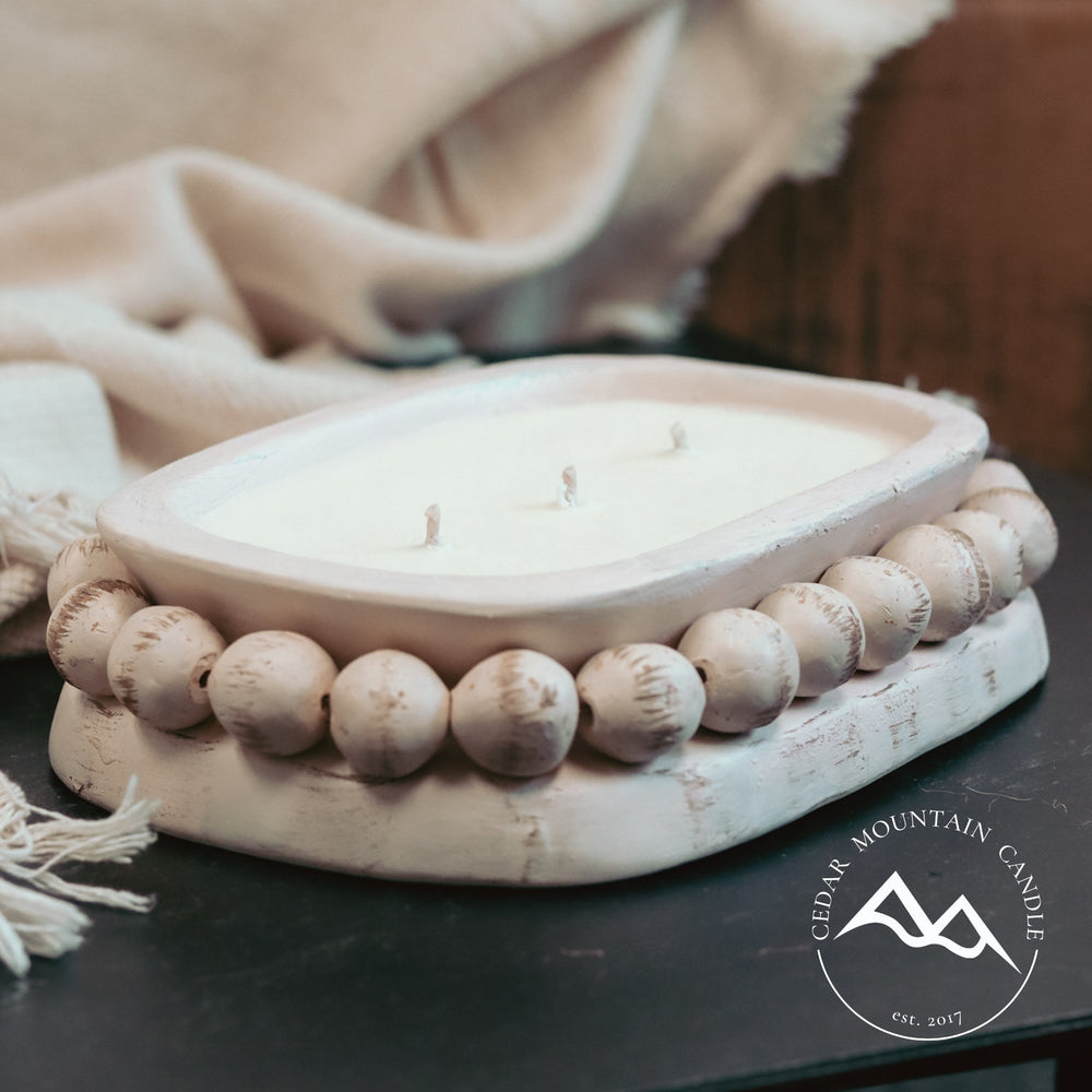 
                      
                        3 Wick Pottery Dough Bowl Soy Candle With Beads
                      
                    