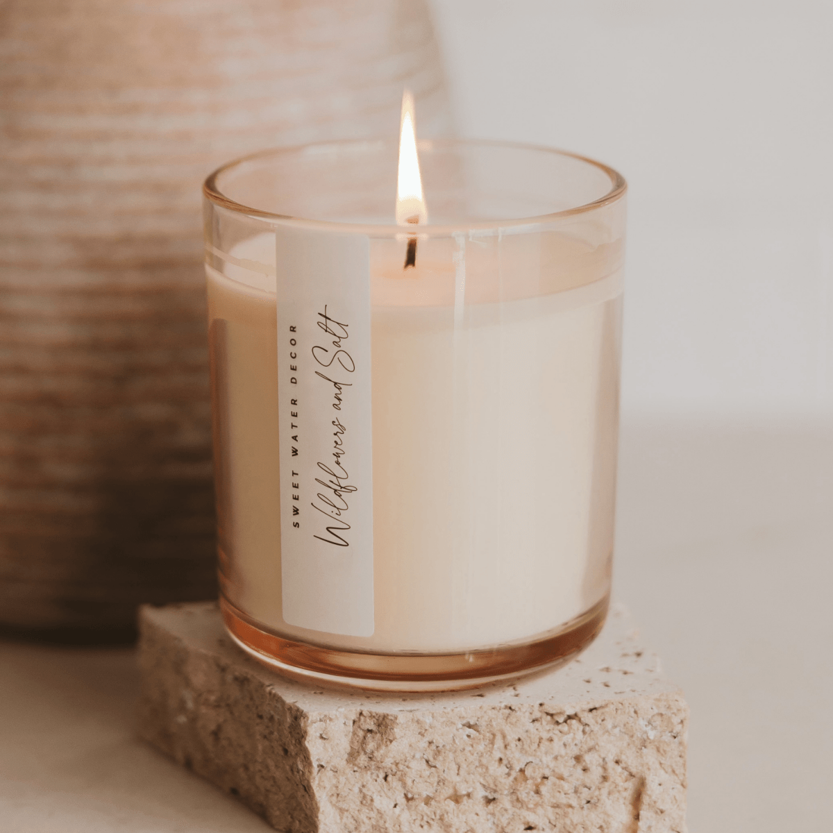 Sweet Water Decor Wildflowers and Salt Soy Candle - Tinted Glass Jar - 12 oz - lily & onyx
