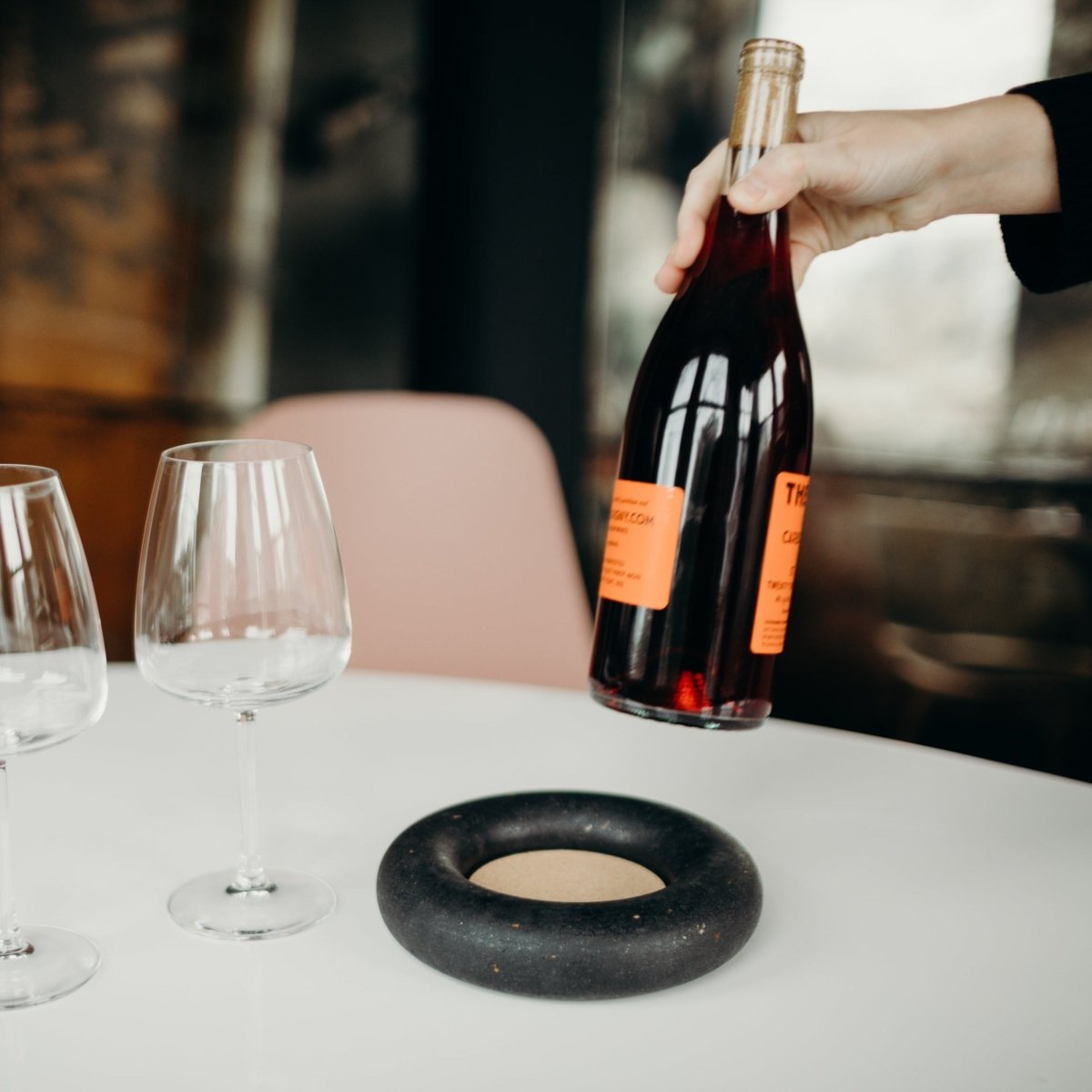 Pretti.Cool Wine Bottle Coaster | Black Terrazzo - lily & onyx