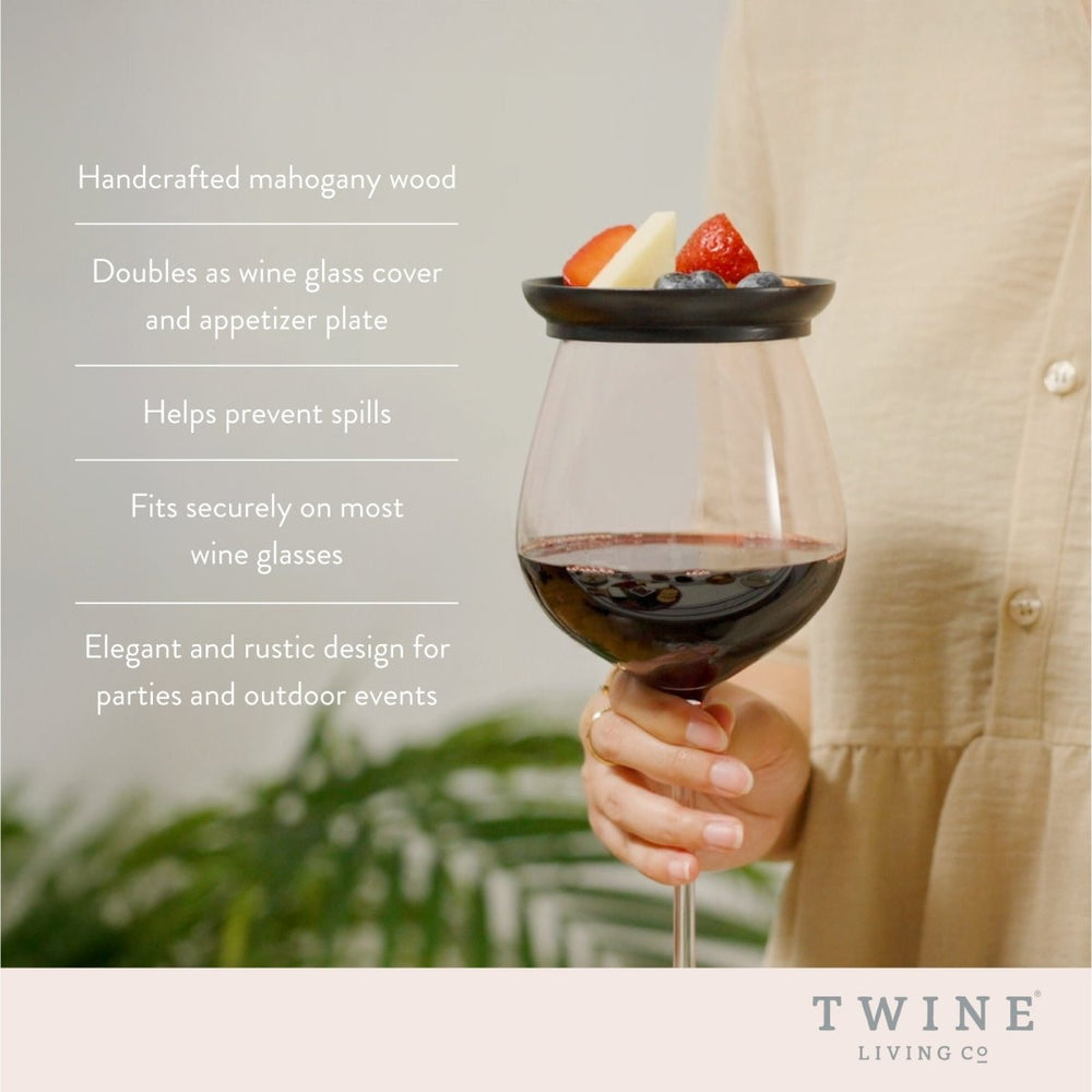 Twine Living Wine Glass Topper Appetizer Plates, Set of 4 - lily & onyx