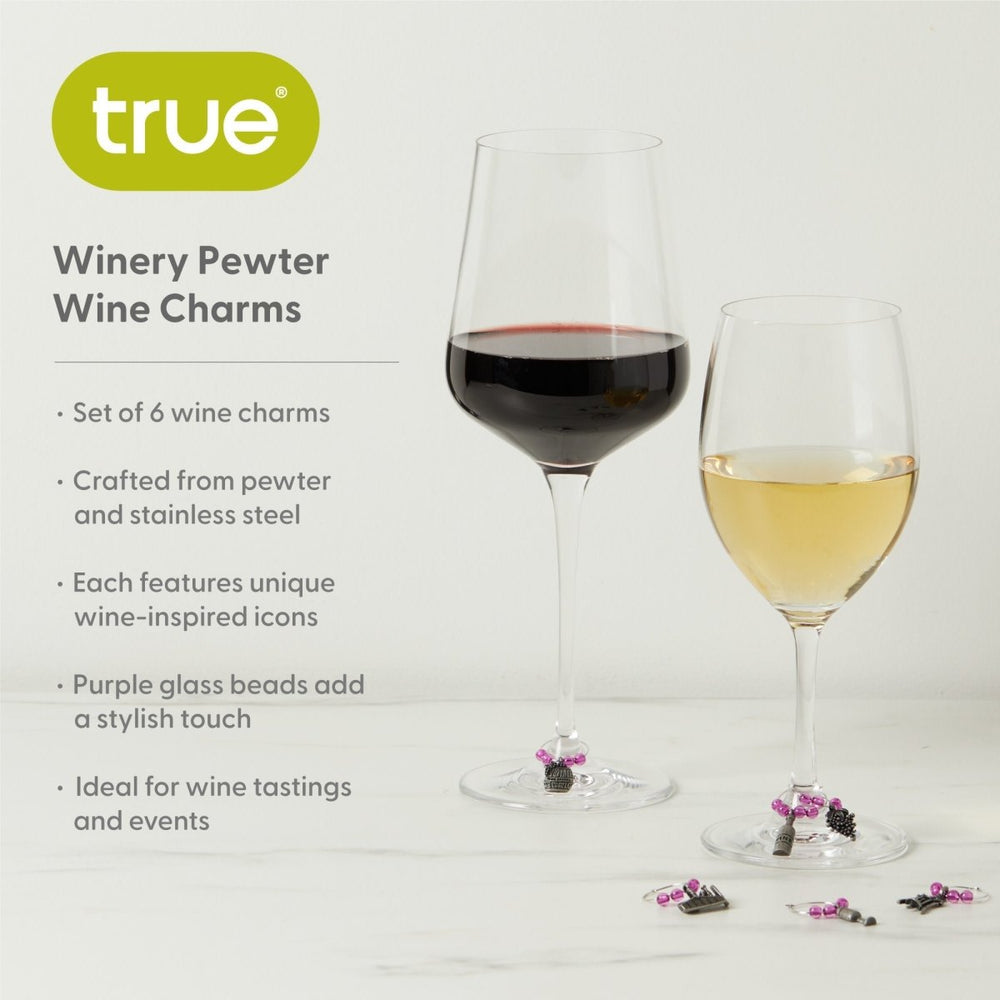 
                      
                        True Winery Pewter Wine Charms, Set of 6 - lily & onyx
                      
                    