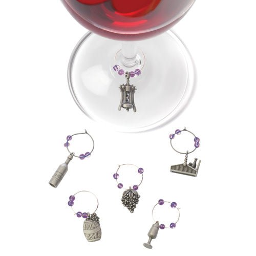True Winery Pewter Wine Charms, Set of 6 - lily & onyx