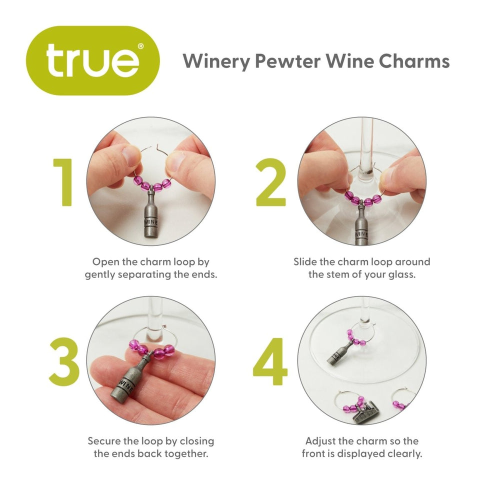 
                      
                        True Winery Pewter Wine Charms, Set of 6 - lily & onyx
                      
                    