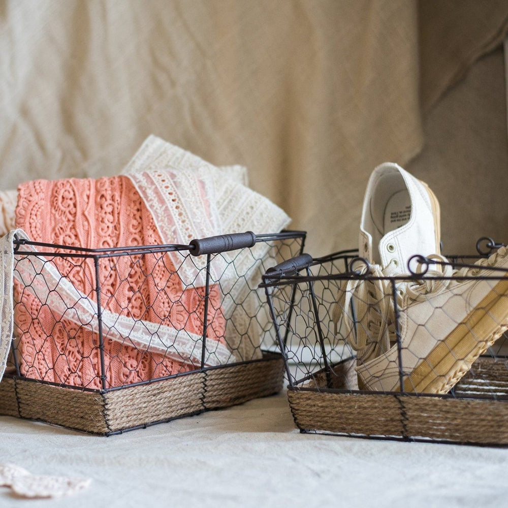 
                      
                        RusticReach Wire Carry Basket With Rectangular Hemp Rope Bottom - lily & onyx
                      
                    