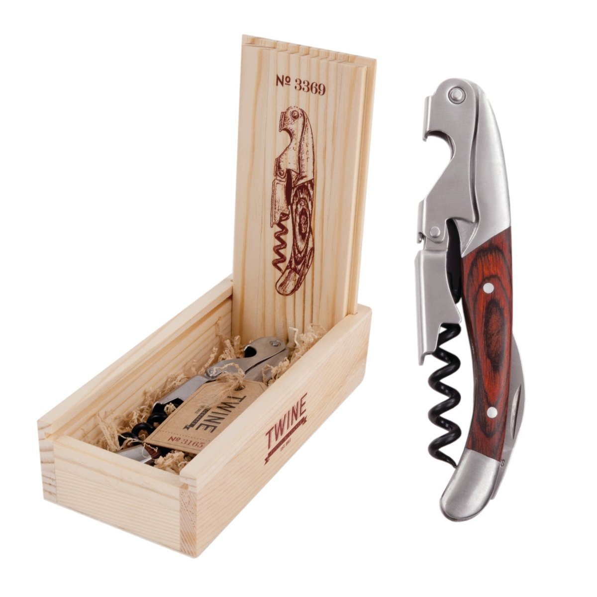 Twine Living Wooden Handled Double - Hinged Corkscrew in Gift Box - lily & onyx