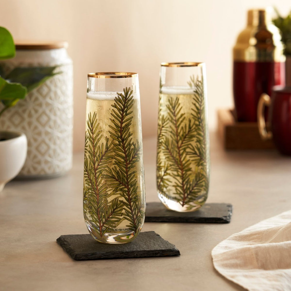Twine Living Woodland Stemless Champagne Flutes, Set of 2 - lily & onyx