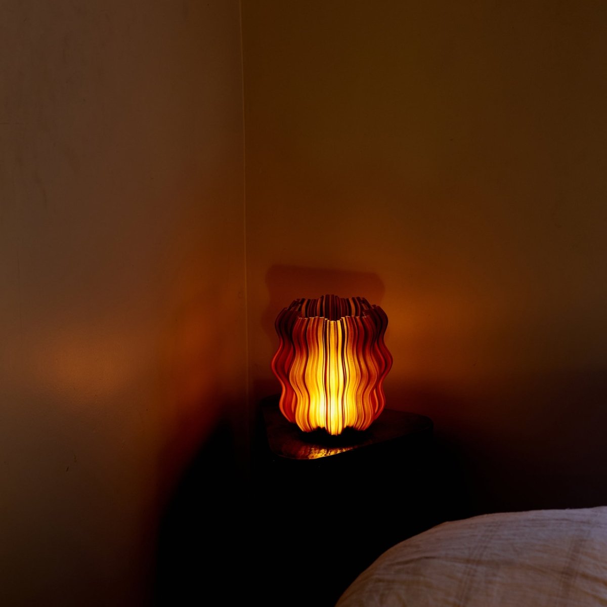 Wooj Design Cordless Mini Wavy Lamp | Rechargeable 3D - Printed Table Lamp by Wooj Design
