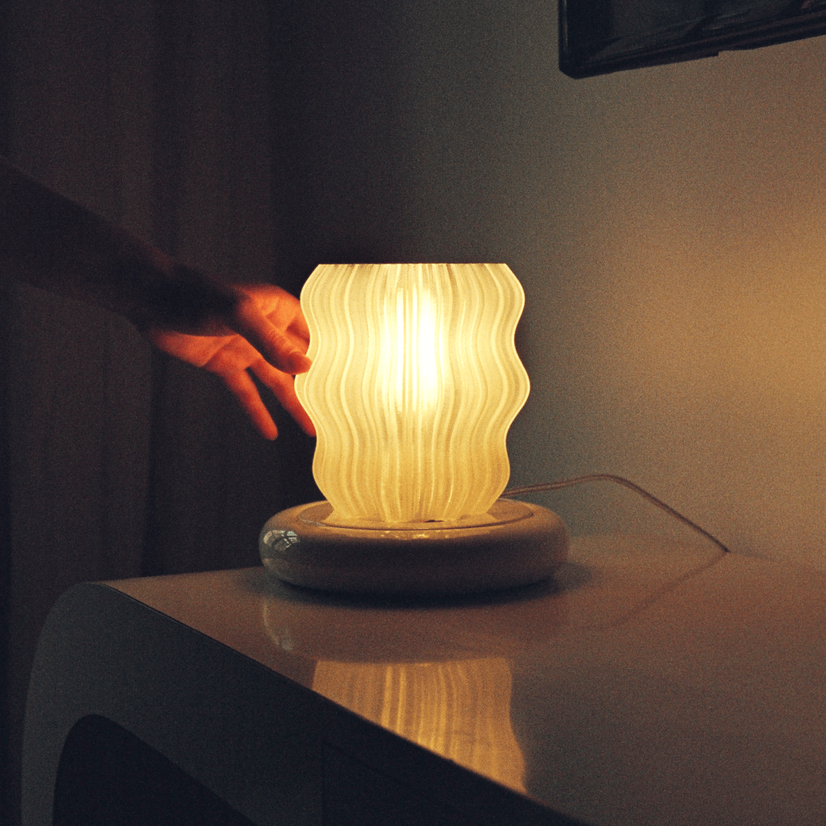 Wooj Design Mini Wavy Lamp | Compact Comb Jellyfish - Inspired 3D - Printed Table Lamp by Wooj Design