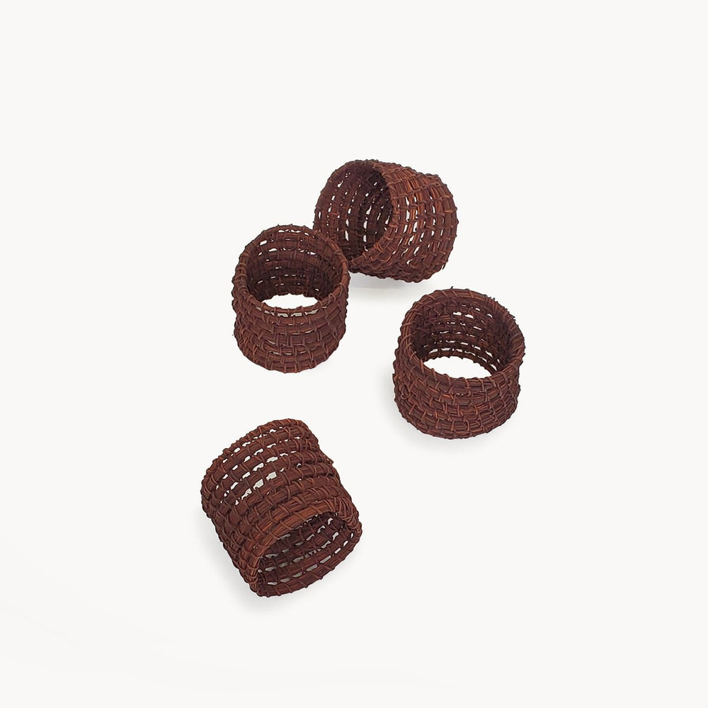 
                      
                        KORISSA Woven Palm Fiber Napkin Ring, Brown - Set of 4 - lily & onyx
                      
                    