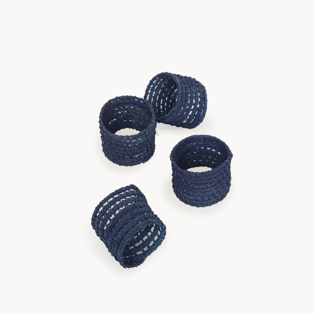 
                      
                        KORISSA Woven Palm Fiber Napkin Ring, Indigo Blue - Set of 4 - lily & onyx
                      
                    