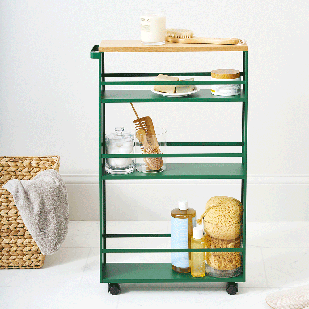 
                      
                        Rolling Slim Steel Storage Cart, 32" H - Forest Green
                      
                    