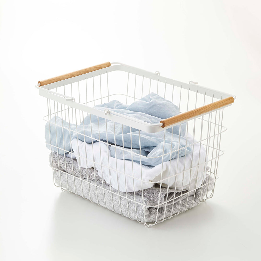 Wire Basket with Wood Handles