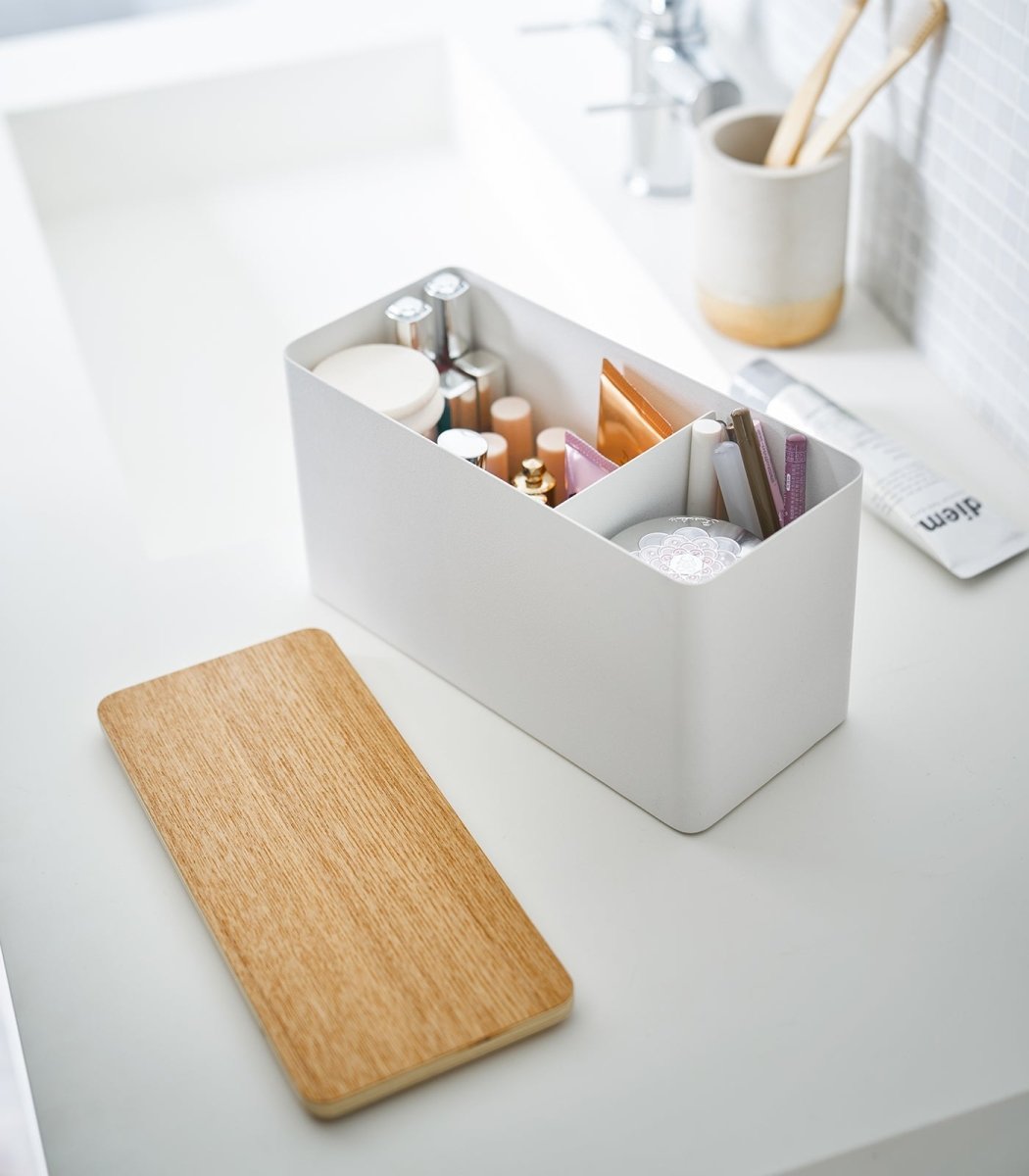 Yamazaki Home Bathroom Countertop Organizer with Lid