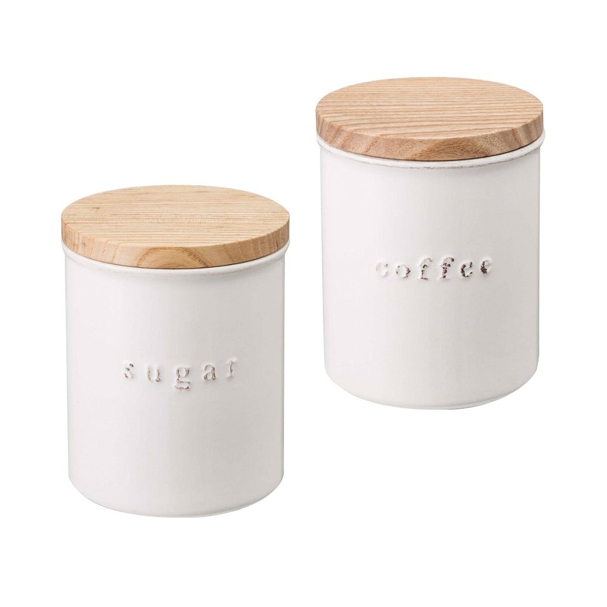 Yamazaki Home Ceramic Coffee & Sugar Canisters with Lid, Set of 2