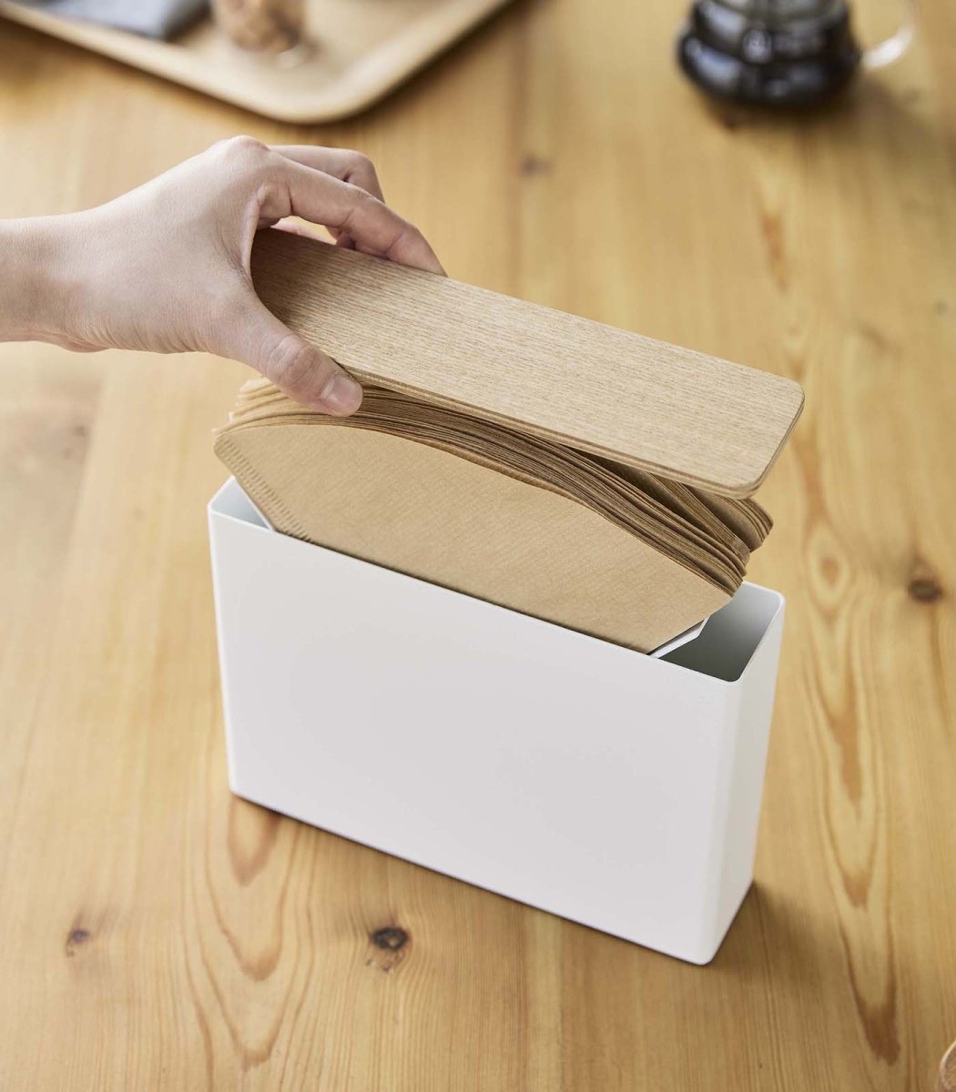 Yamazaki Home Coffee Filter Case with Wood Lid (Size 4 Filters)