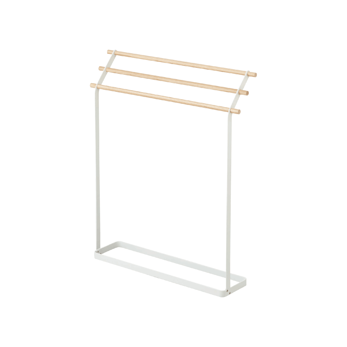 Yamazaki Home Bath Towel Steel Rack with Wood Rods, 32" H