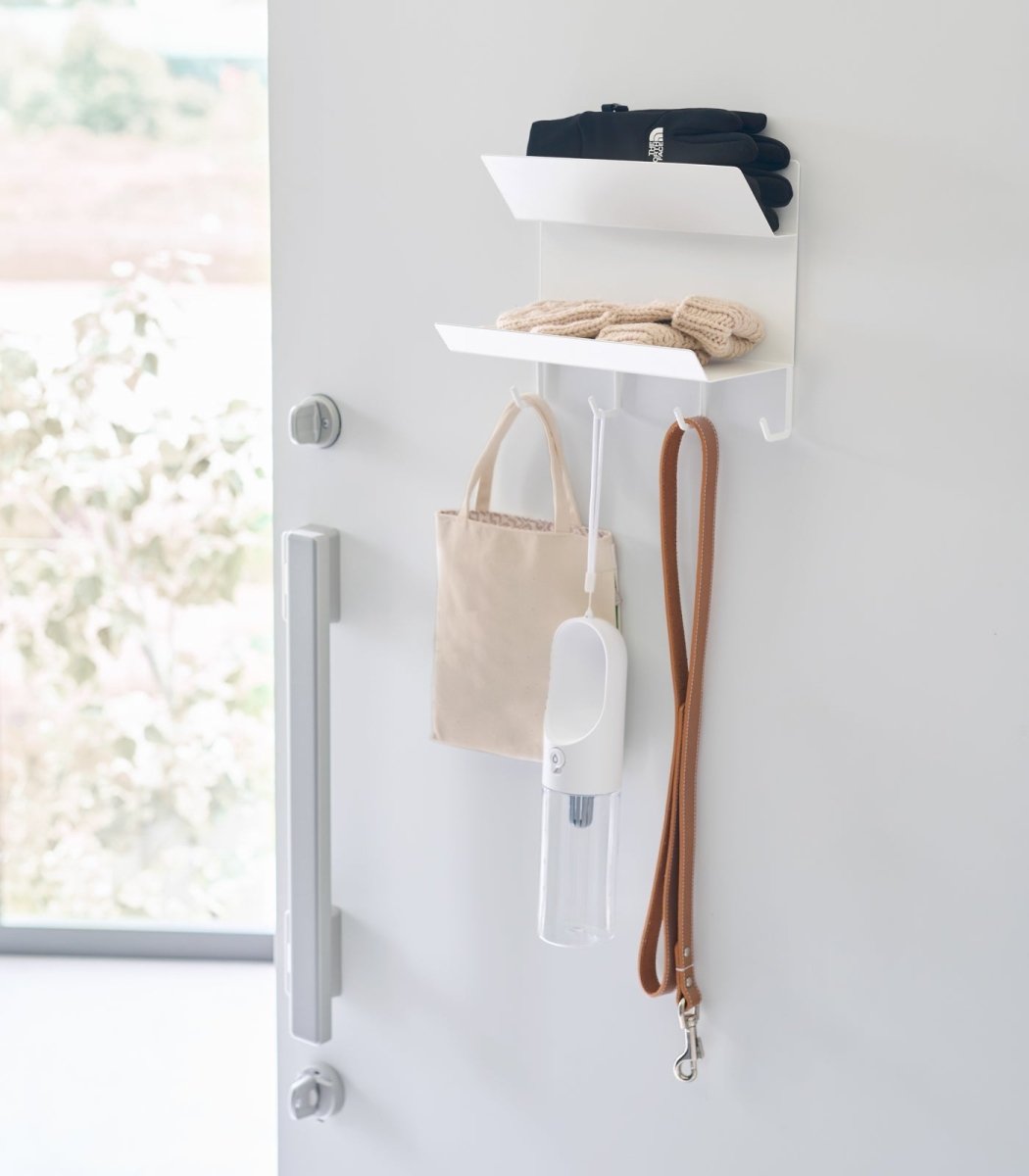 Yamazaki Home Magnetic Entryway Hook Rack with Shelves
