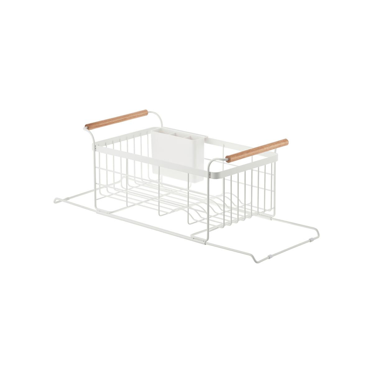 Yamazaki Home Over - the - Sink Steel Expandable Dish Rack with Wood Handles