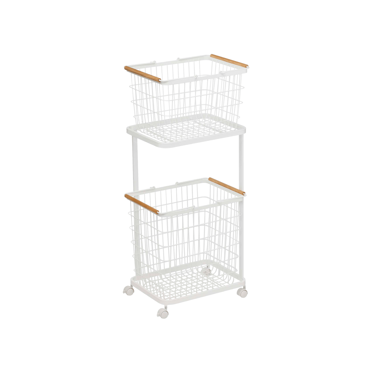 Yamazaki Home Rolling Laundry Cart & Wire Baskets