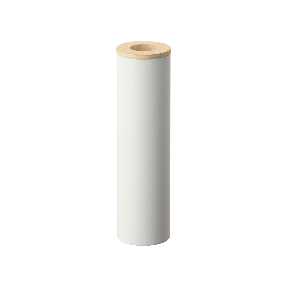 Yamazaki Home Round Steel Tissue Case with Wood Lid