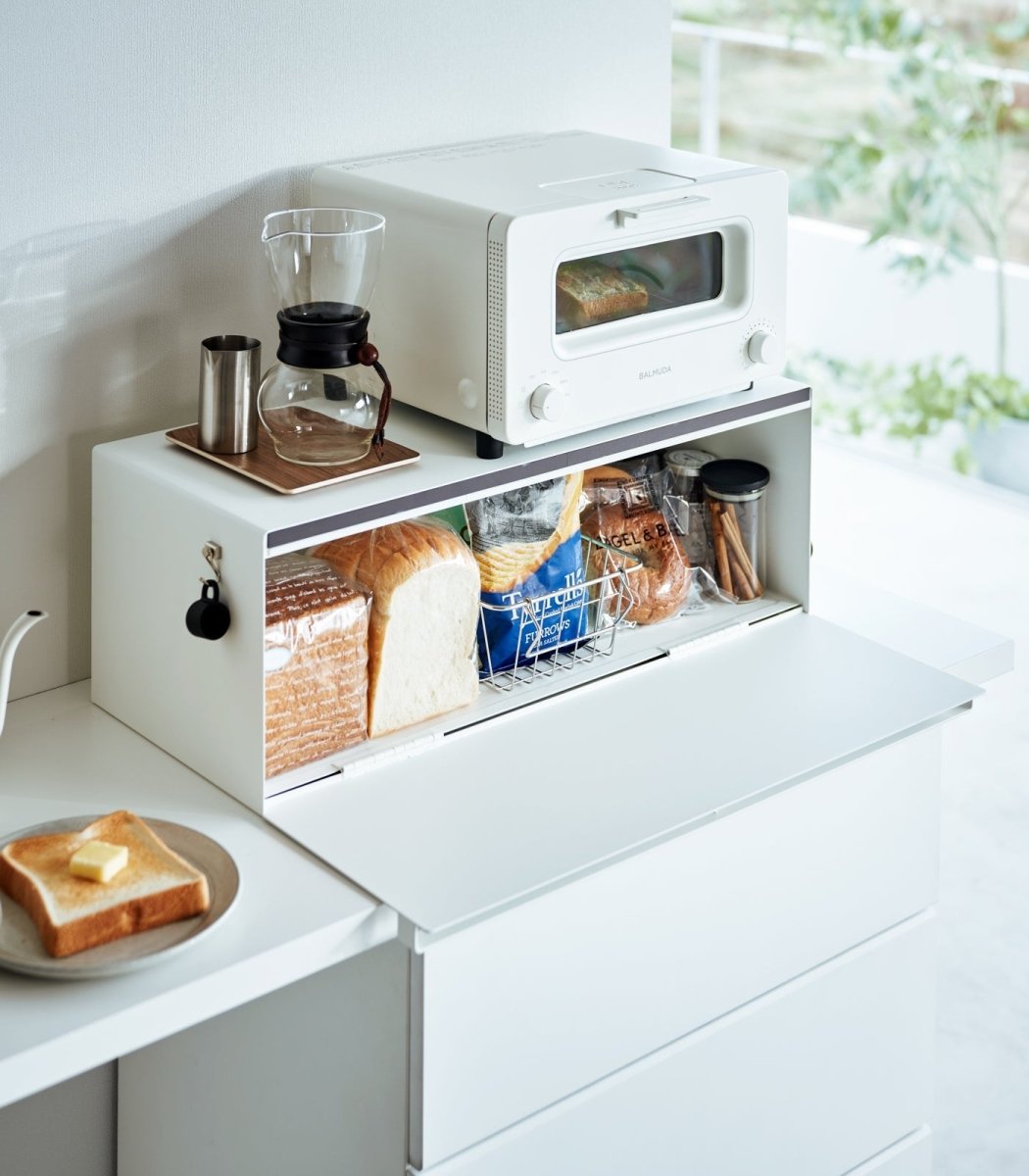 Yamazaki Home Steel Bread Box, Wide