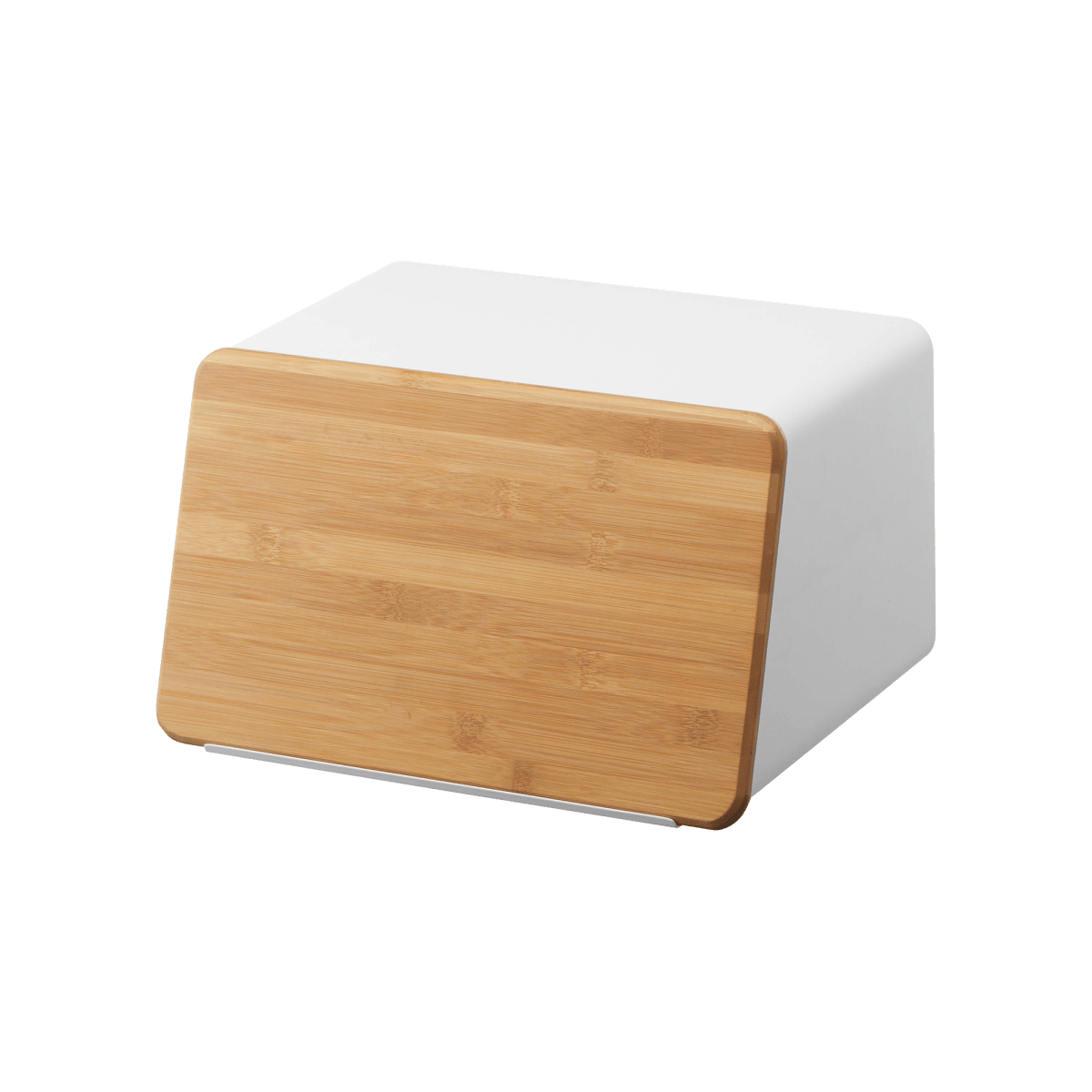Yamazaki Home Steel Bread Box with Wood Cutting Board Lid