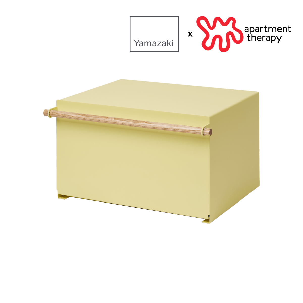 Yamazaki Home Steel Bread Box with Wood Handle - Yellow Pear