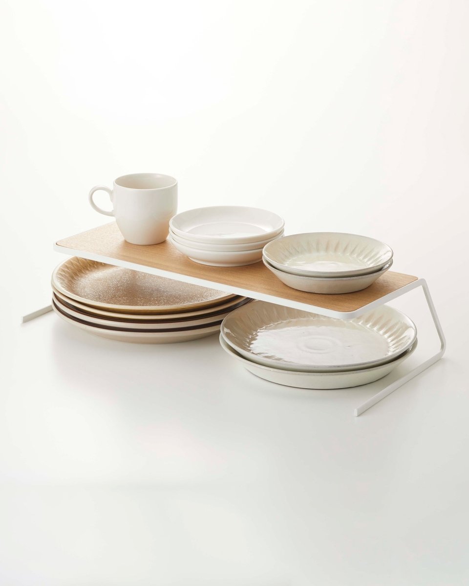 Yamazaki Home Dish Riser - 2 Sizes - Steel + Wood
