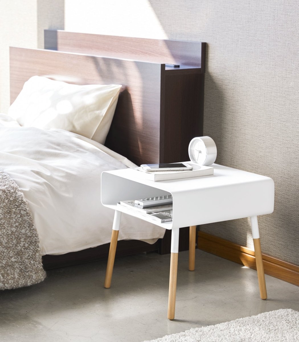 Steel Storage Table with Wood Legs, Tall - 23
