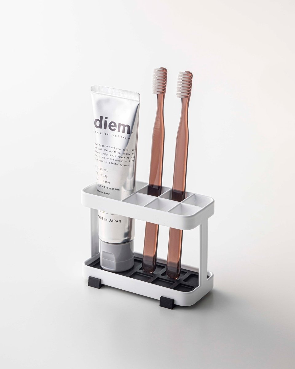 Yamazaki Home Steel Toothbrush & Toothpaste Stand