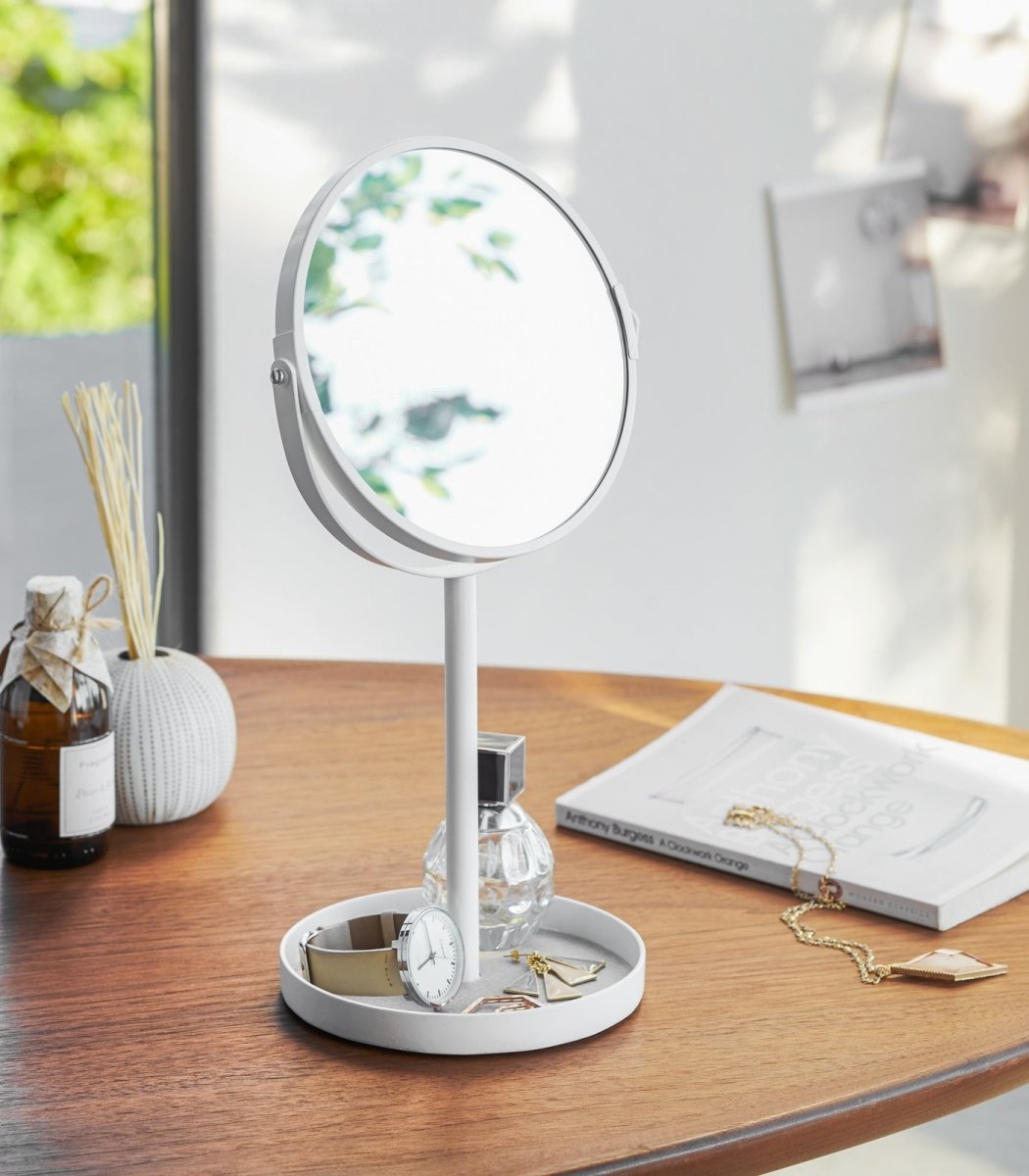 Yamazaki Home Tower Vanity Mirror with Jewelry Tray