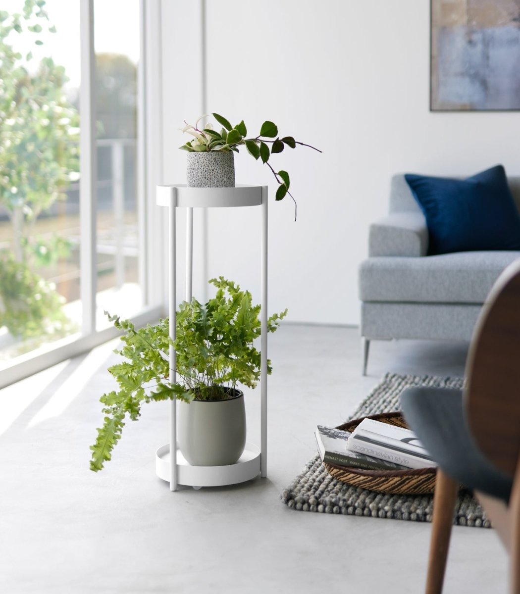 Yamazaki Home Two - Tier Steel Rolling Plant Stand, 28"H