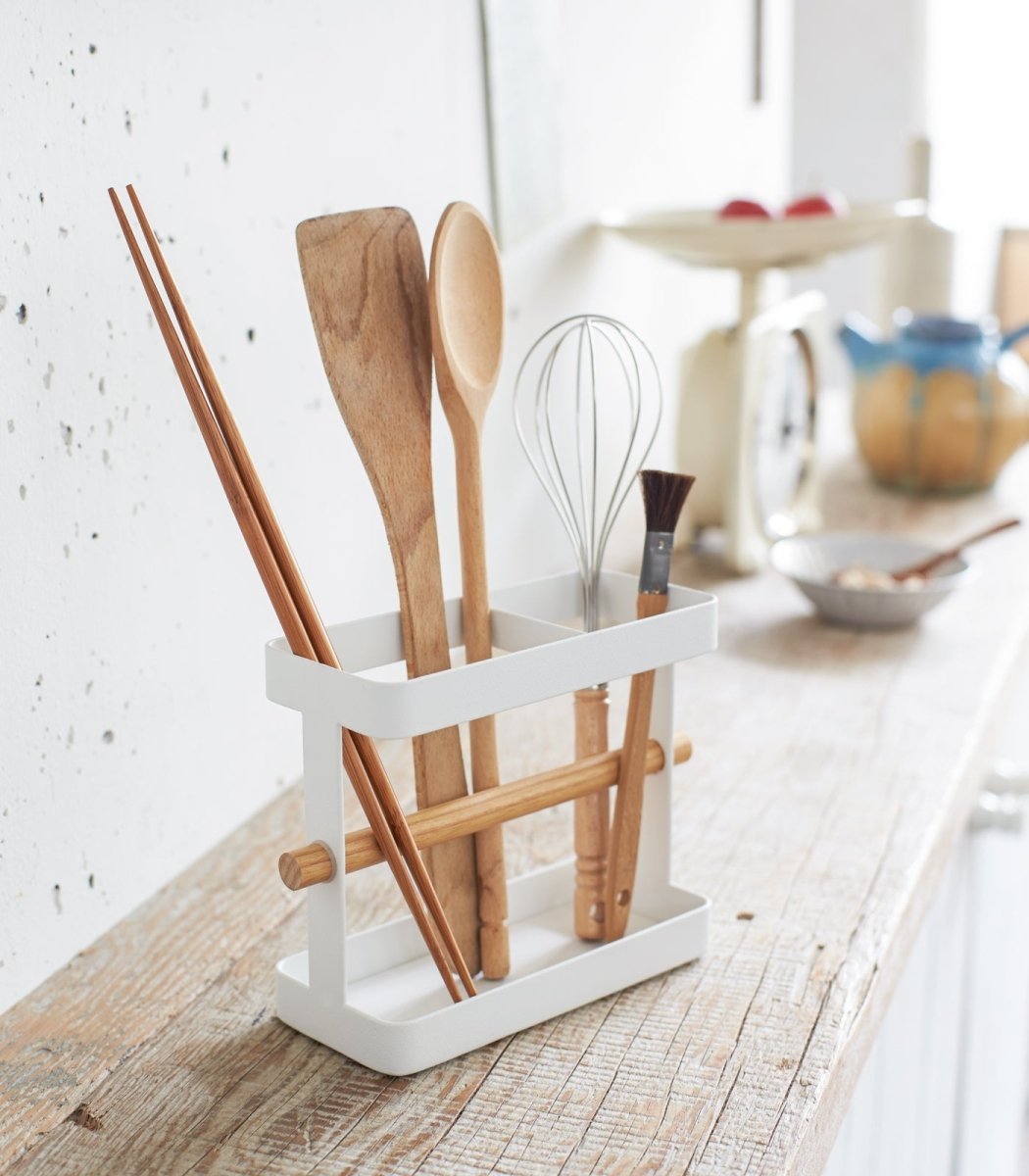 Yamazaki Home Utensil Holder - Steel + Wood