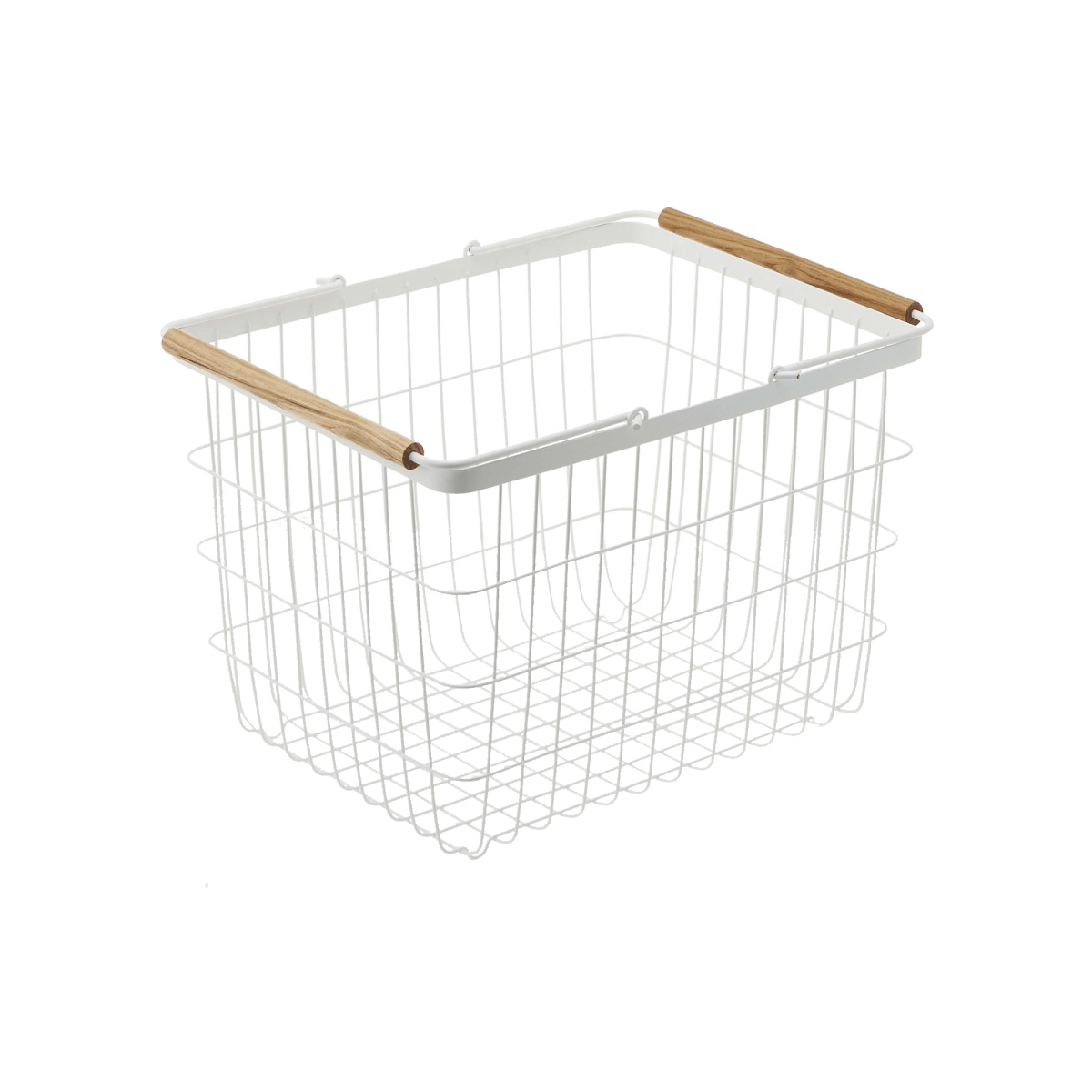 Yamazaki Home Wire Basket with Wood Handles