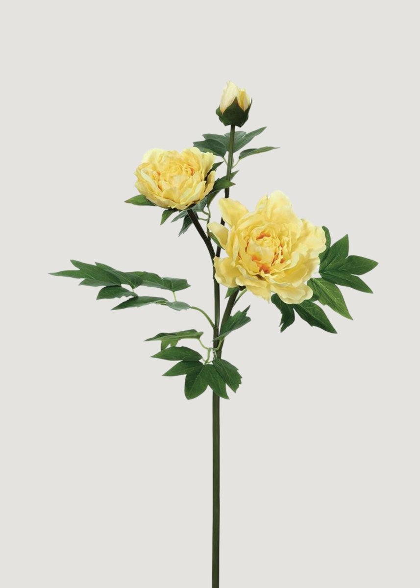 Afloral Yellow Fake Real Touch Peony Flower - 26.75