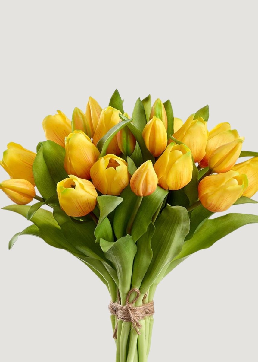 Afloral Yellow Tulip Artificial Flower Bouquet - 11.75" - lily & onyx