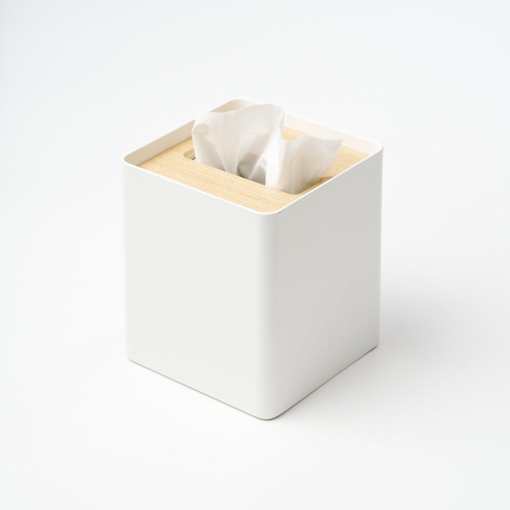 Steel & Wood Square Tissue Box Cover