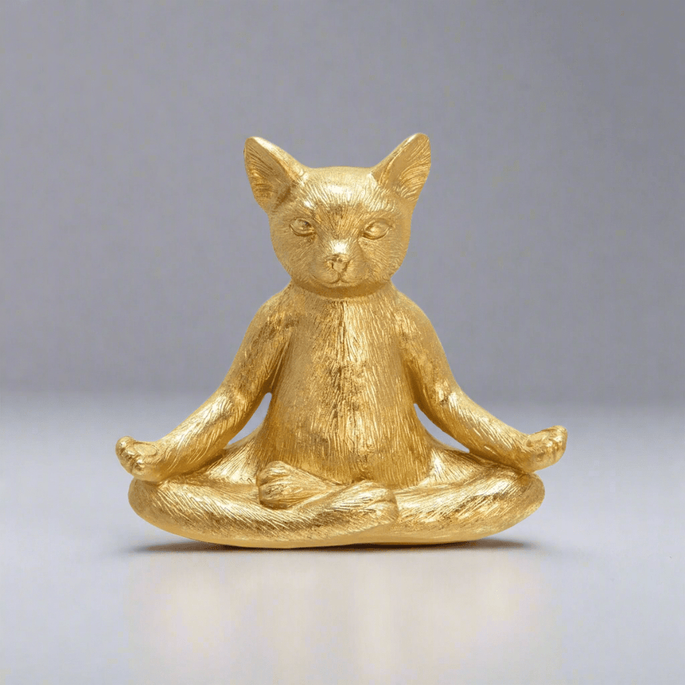Sagebrook Home Yoga Cat Figurine in Gold, 7"