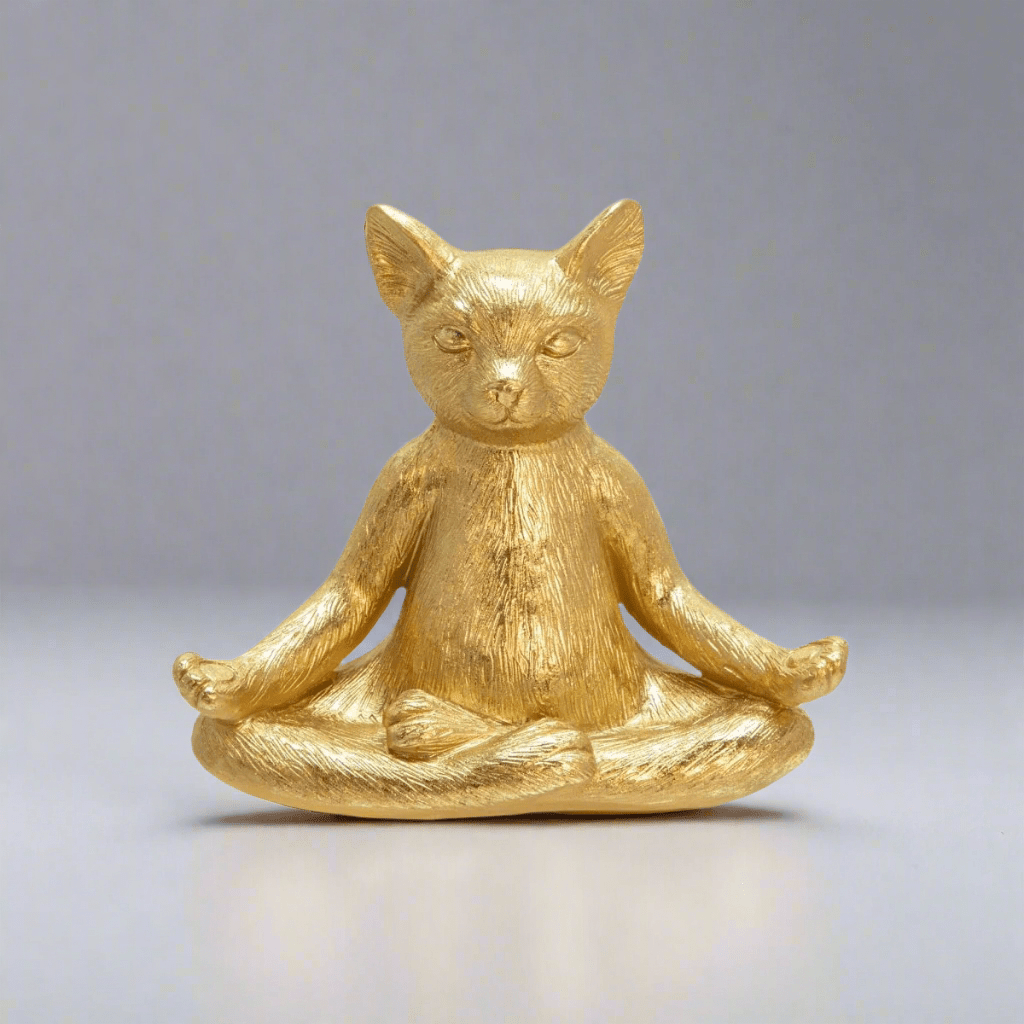 Sagebrook Home Yoga Cat Figurine in Gold, 7"